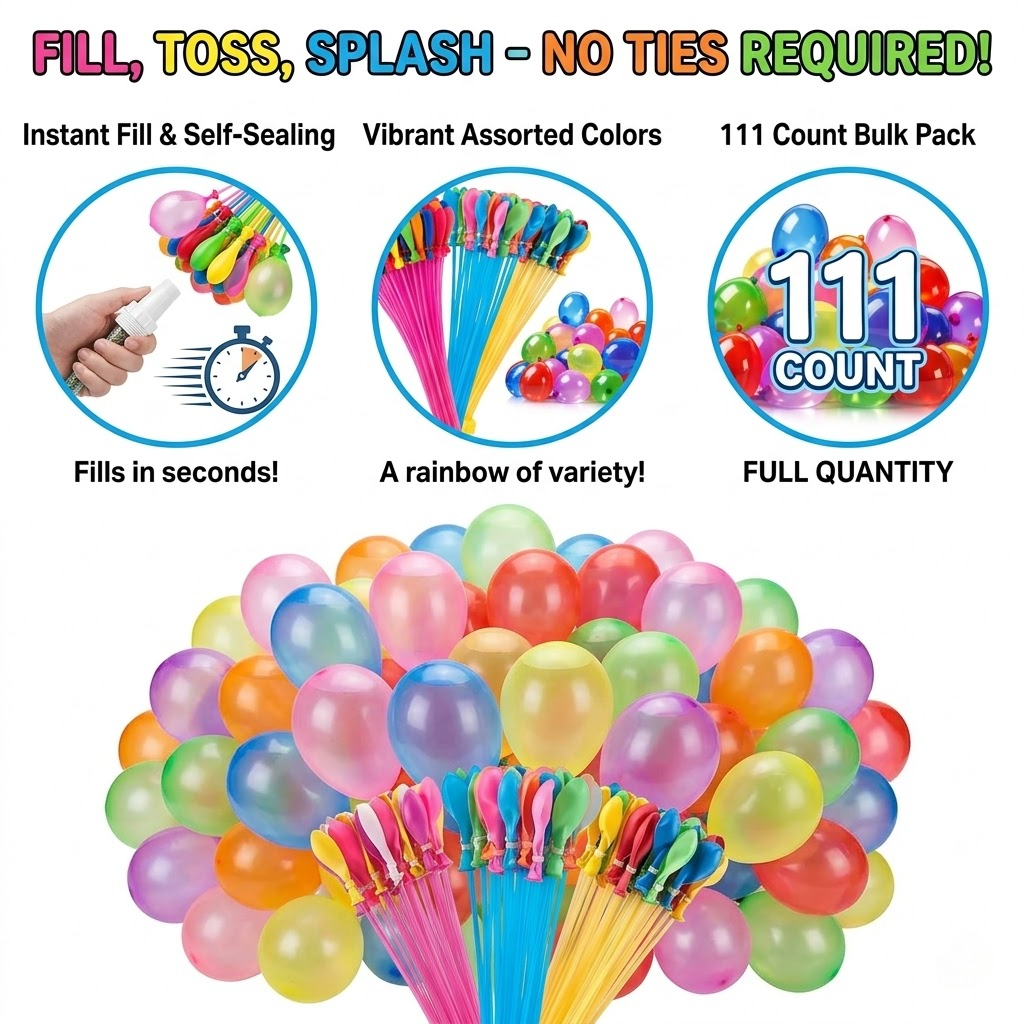 111Pcs Quick Fill Water Balloo – обзор и цена Party Games Bomb