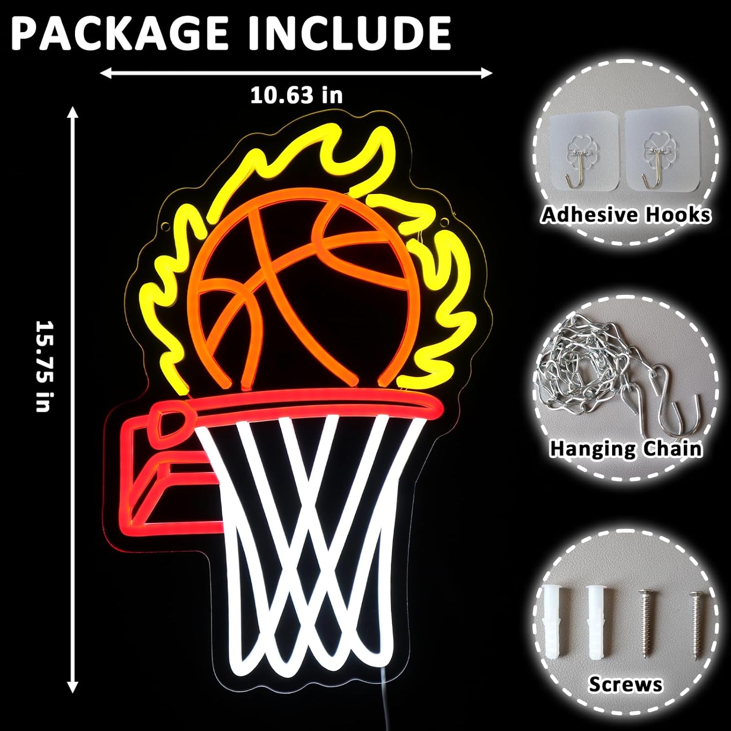 Basketball Neon Sign Art Wall  – обзор и цена Party Games College